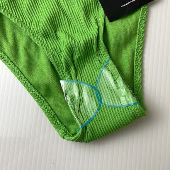 We Are We Wear Ashley V Front Brazilian Bikini Bottom in Green Size L  NEW - Picture 4 of 12